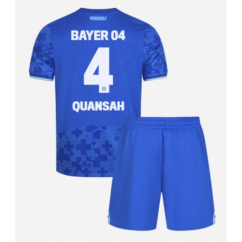 Dětský fotbalový dres Bayer Leverkusen Jarell Quansah #4 2025-26 Třetí Krátký Rukáv (+ trenýrky)